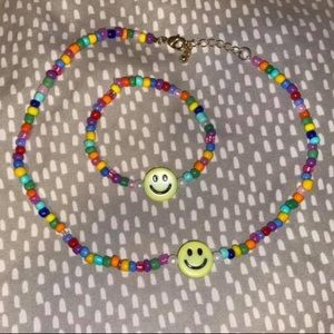 smiley face choker & bracelet set